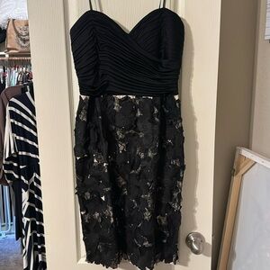 BCBG size 10 strapless, black and baby pink dress
